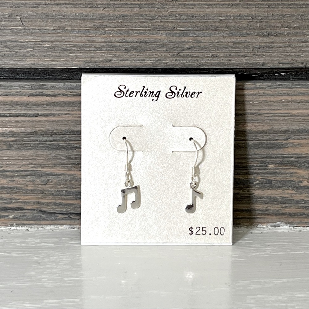 NWT Sterling Silver Eighth Notes Music Note Drop Earrings
